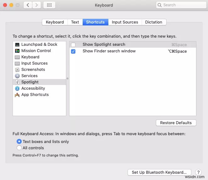 MacOS Monterey 업데이트 후 Spotlight 검색이 작동하지 않음