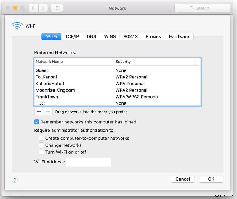 Mac에서 Wi-Fi 네트워크를 제거하는 방법