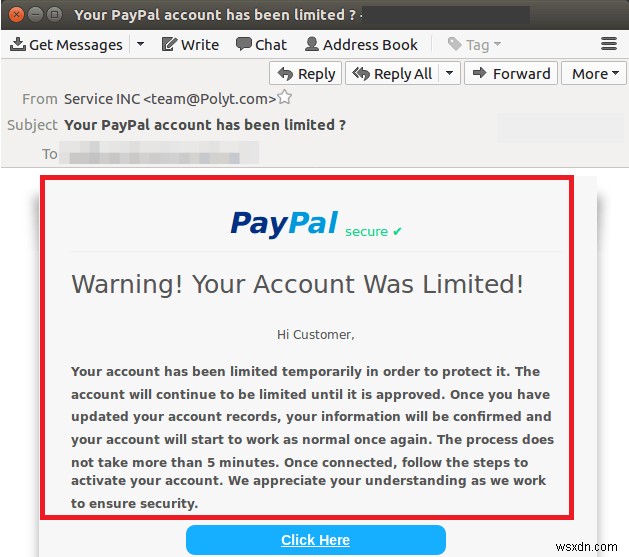 PayPal 계정이 제한되었습니다:피싱 이메일을 피하세요 
