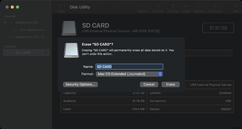 Mac에서 손상된 SD 카드를 수정하고 다시 사용하는 방법 