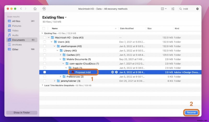 Mac에서 저장되지 않거나 삭제된 InDesign 파일을 복구하는 방법 