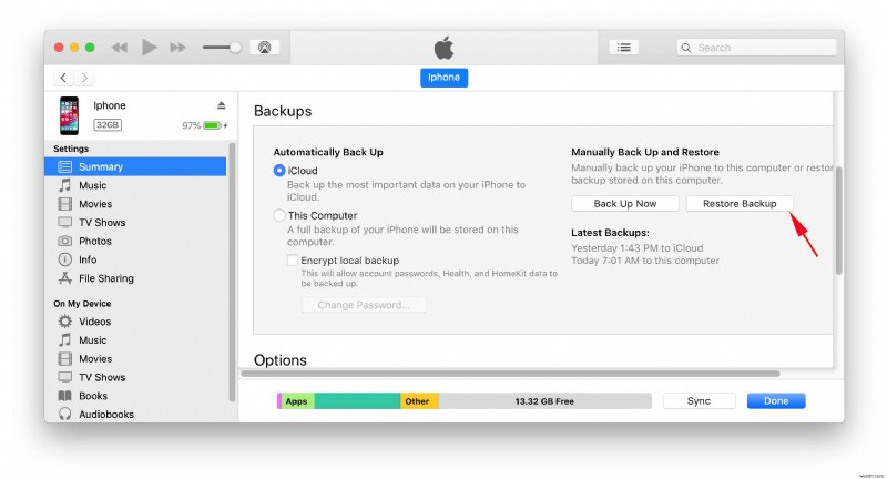 Mac에서 삭제된 iTunes 백업을 복구하고 복원하는 방법