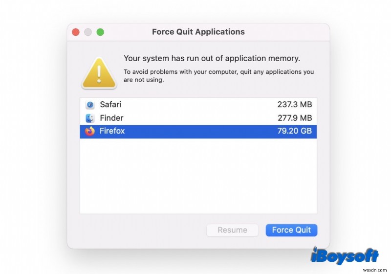 [Solved]Mac에서 시스템의 응용 프로그램 메모리 부족 오류가 발생했습니다.