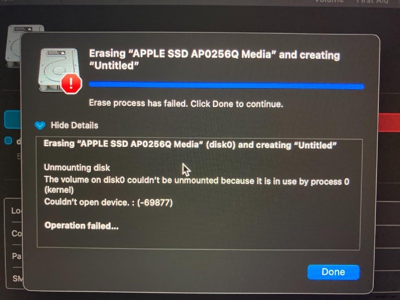 [Fixed] Mac/USB/SD 카드를 지울 때 Mac에서 Device 69877을 열 수 없음