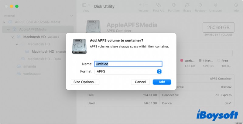 [자습서]Mac에서 APFS 볼륨을 컨테이너에 추가하는 방법