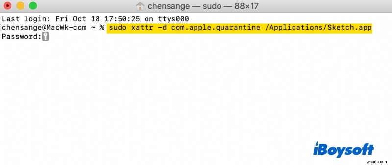 Apple에서 악성 소프트웨어를 확인할 수 없기 때문에 열 수 없습니다.