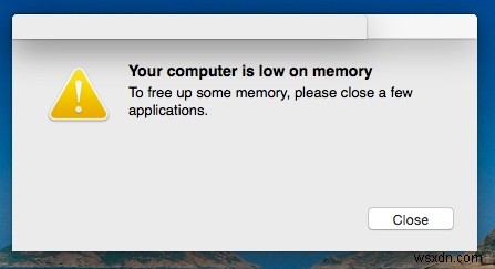 컴퓨터의 메모리가 부족합니다 - Mac 바이러스 제거