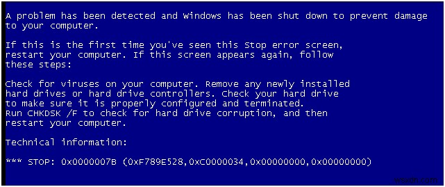 Windows XP에서  Stop 0x0000007B  오류를 수정하는 방법