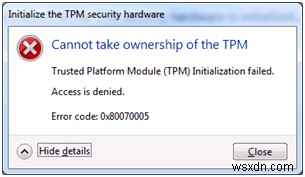 Windows XP에서  0x80070005  오류를 수정하는 방법
