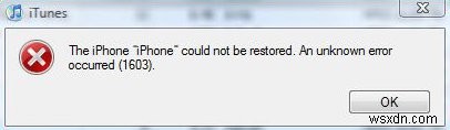 1603 iTunes 오류 수정 – iPod / iPhone을 복원할 때 오류를 수정하는 방법 