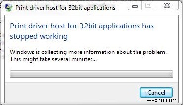 “32비트 응용 프로그램용 인쇄 드라이버 호스트의 작동이 중지되었습니다.” Windows 7의 오류 수정