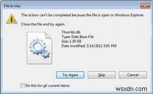 파일 사용 오류를 수정하기 위해 Windows에서 축소판 생성 비활성화