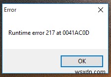 Windows 10의 런타임 오류 217:전체 수리 지침