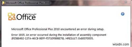 Microsoft Office 2010 오류 1935를 해결하는 방법