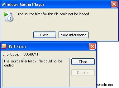 80040241 Windows Media Player 오류 복구