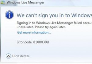 8100030d Windows Live Messenger 오류 – 수정