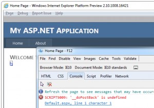 Internet Explorer 10 오류 해결:  _doPostBack이 정의되지 않았습니다  자바스크립트 오류