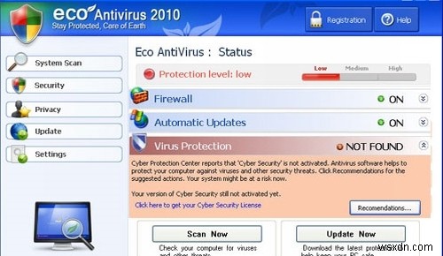 Eco Antivirus 2010을 제거하는 방법