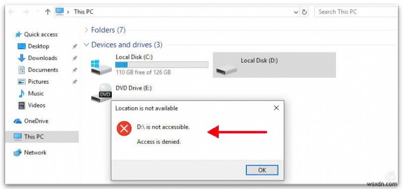 디스크 D:에 액세스할 수 없습니다. Windows 10