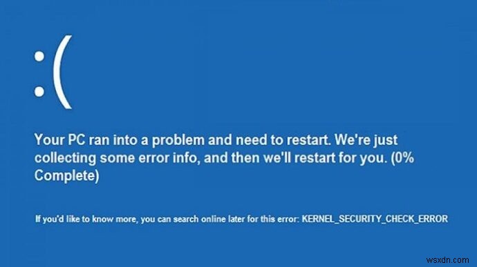 Windows 10에서 커널 보안 검사 실패 오류를 수정하는 방법