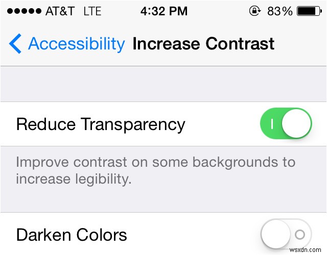 가독성을 향상시키기 위해 iOS 7.1에서 투명도를 줄이는 방법