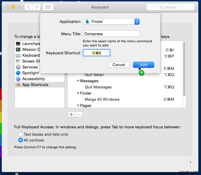 31일 간의 OS X 팁:앱에 대한 사용자 지정 키보드 단축키 추가 