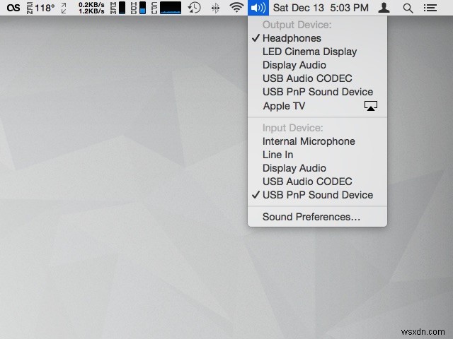 31일간의 OS X 팁:메뉴 모음을 통해 오디오 입력/출력 변경 
