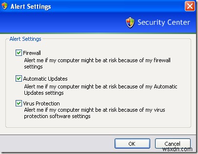Windows XP에서  컴퓨터가 위험할 수 있음  끄기 또는 제거