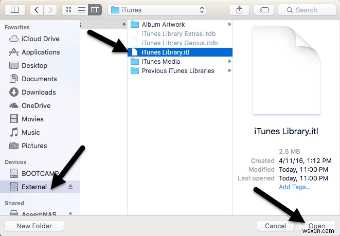 외장 하드 드라이브 또는 NAS에서 iTunes 보관함을 설정하는 방법 