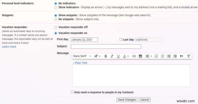 Gmail에서 부재중 설정 방법