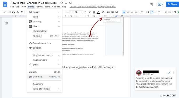 Google 문서도구에서 변경사항을 추적하는 방법