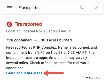 Google 지도 산불 추적 사용 방법