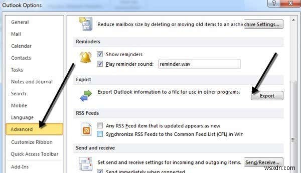 Outlook, Outlook Express 및 Windows Live 메일에서 연락처 내보내기