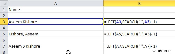 Excel에서 성과 이름을 분리하는 방법