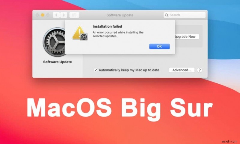 MacOS Big Sur 설치 실패 오류 수정