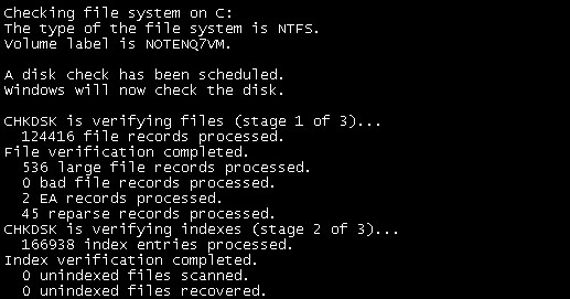 디스크 검사 유틸리티(CHKDSK)로 파일 시스템 오류 수정 