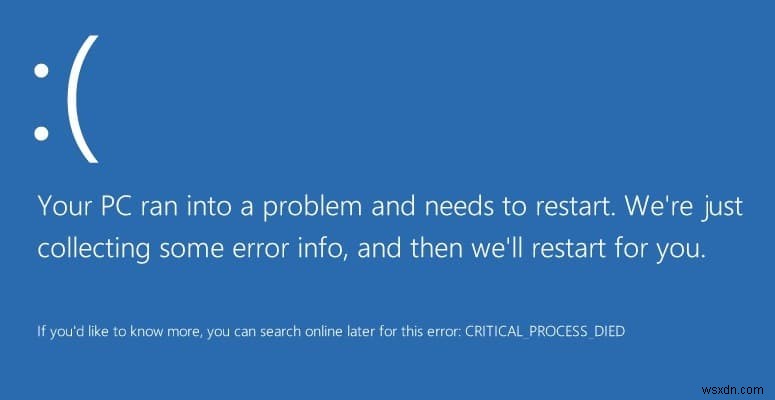 Windows 10에서 CRITICAL_PROCESS_DIED 수정 