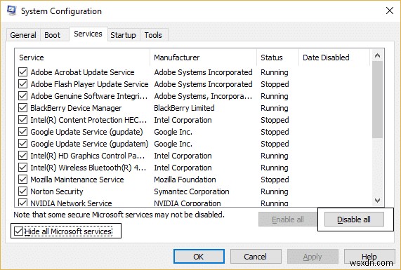 Windows 10에서 작동하지 않는 복원 지점 수정 