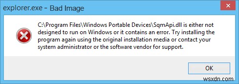 잘못된 이미지 오류 수정 – Application.exe가 Windows에서 실행되도록 설계되지 않았거나 오류가 포함되어 있습니다. 