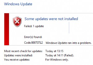 Windows 업데이트 오류 코드 0x80073712 수정 