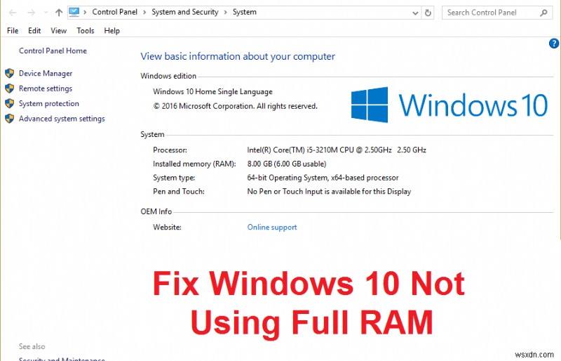 전체 RAM을 사용하지 않는 Windows 10 수정 