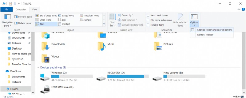 Windows 10에서 폴더 병합 충돌 표시 또는 숨기기 