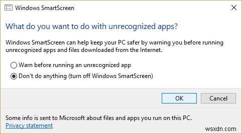 Windows 10에서 SmartScreen 필터 비활성화 