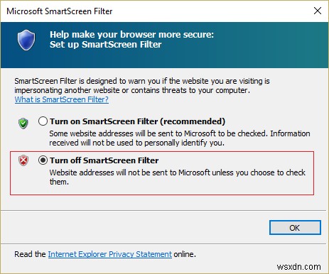 Windows 10에서 SmartScreen 필터 비활성화 