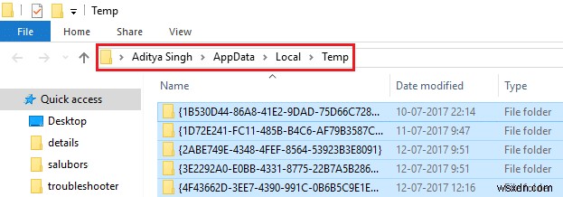 Windows 10에서 임시 파일을 삭제할 수 없는 문제 수정 