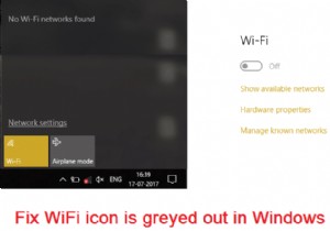 Windows 10에서 WiFi 아이콘 수정이 회색으로 표시됨 
