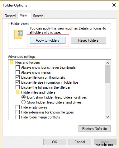 Windows 10에서 폴더 보기 설정이 저장되지 않는 문제 수정 
