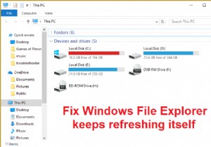 Windows 파일 탐색기가 계속 새로 고쳐지는 문제 수정 