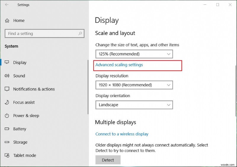Windows 10에서 디스플레이의 DPI 스케일링 레벨 변경 