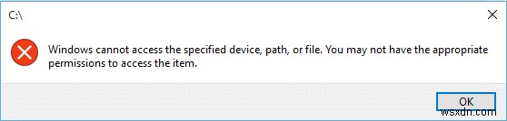 Windows가 지정된 장치, 경로 또는 파일 오류에 액세스할 수 없음 [해결됨] 